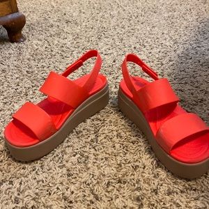 Red Platform Crocs